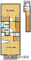 グレースハイム佐賀 1LDKの間取図画像
