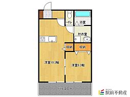 中原駅前318ガーデンシティ 1LDKの間取図画像