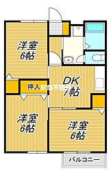 パディービレッジ鶴田A 3DKの間取図画像