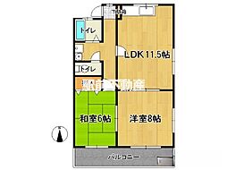 パークサイド柳河B棟 2LDKの間取図画像