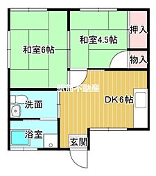 小川アパート 2DKの間取図画像