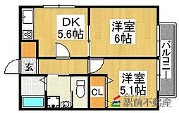 アムールひろかわ 2DKの間取図画像