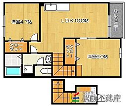 ウランタン壱番館 2LDKの間取図画像