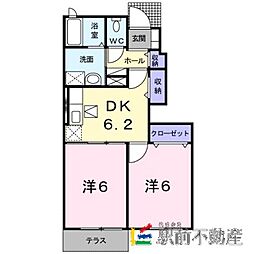 プリムラB 2DKの間取図画像