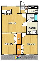 サンコート・パイン 2LDKの間取図画像