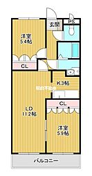 コンフォートヒルズ 2LDKの間取図画像
