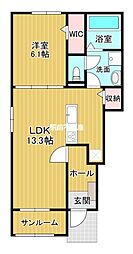 ミミエデン筑後 1LDKの間取図画像