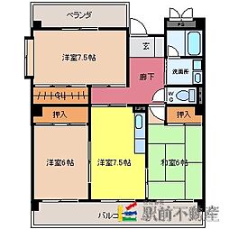 ロイヤルマンション美男川錦館 3DKの間取図画像