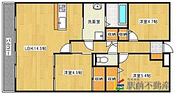 コスモ筑後 3LDKの間取図画像