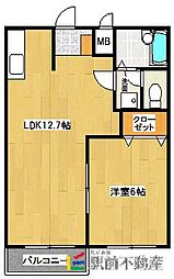 プレジデントハイツ近藤B 1LDKの間取図画像