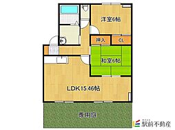 ツインヴィラ南瀬高B 2LDKの間取図画像