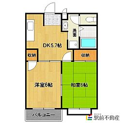 1号線ハイツA 2DKの間取図画像