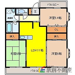 パティオス八丁牟田 3LDKの間取図画像