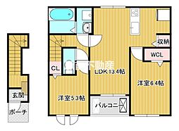 グレイスコート 2階2LDKの間取り