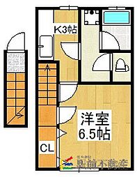 サンマリノ広川 1Kの間取図画像