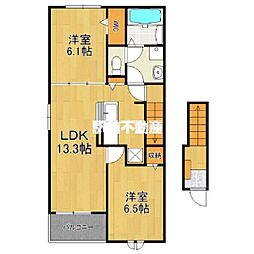 アミティエ鵜池2号館 2LDKの間取図画像