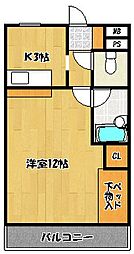ハイデンスけやき 1Kの間取図画像