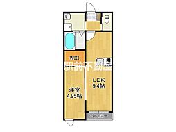BraveBase八女II 1LDKの間取図画像