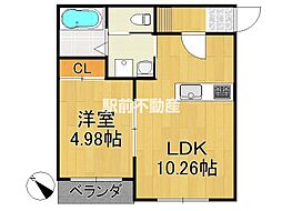 BraveBase八女I 1LDKの間取図画像