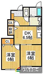 プリムラA 2DKの間取図画像