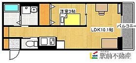 サンティエ上巻B棟 306 ｜ 福岡県大川市上巻198-2-2（賃貸マンション1LDK・3階・34.00㎡） その2