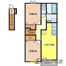 アルハンブラ二番館 2LDKの間取図画像