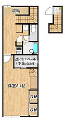 レオパレスドイシャン2 1Kの間取図画像