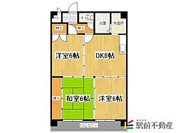 シャルムOK 3DKの間取図画像