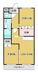 アイディール 2LDKの間取図画像