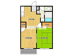 アーバンドリーム 2DKの間取図画像
