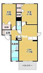 リバティA 2LDKの間取図画像