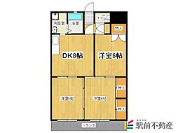 レジデンス中央 3DKの間取図画像