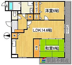 ピア白水ヶ丘 2LDKの間取図画像
