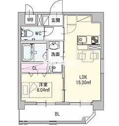 ライフフィールド二日市駅前 1LDKの間取図画像