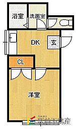 コーポ瀬戸口 1DKの間取図画像