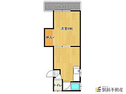 コーポラス紫 1Kの間取図画像