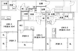 クリーク日の出町 1LDKの間取図画像