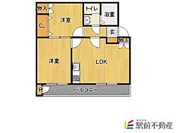 ガーデンハイツ都府楼 2LDKの間取図画像