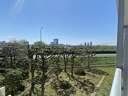 多摩川を見渡せる眺望。