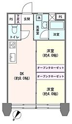 シャンボール大森 2DKの間取図画像