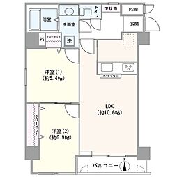 東建島津山南ハイツ 2LDKの間取図画像