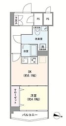 カーサ大岡山 1DKの間取図画像