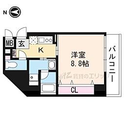 セスタ高槻 1Kの間取図画像