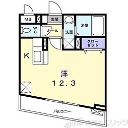 レインボーローズ 1Kの間取図画像