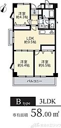コスモハイツ 3LDKの間取図画像