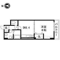 ハックベリー茨木南 1DKの間取図画像