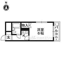 下田部ハイツ 1Kの間取図画像