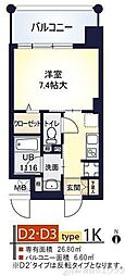 ルーヴェンブルン豊津 1Kの間取図画像