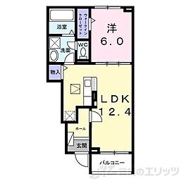 高槻堤町イースト 1LDKの間取図画像