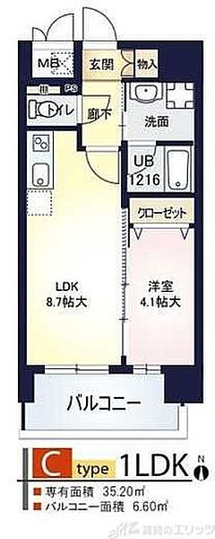 ルーヴェンブルン豊津 506｜大阪府吹田市垂水町２丁目(賃貸マンション1LDK・5階・35.20㎡)の写真 その2